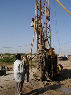 Drilling rig operated by the Geological Survey of Pakistan drills the flood plain of the Indus at Thatta, close to the modern river mouth.